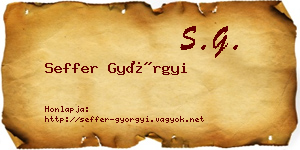 Seffer Györgyi névjegykártya